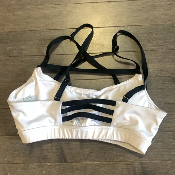 Forever 21 White with Black Straps Yoga Sports Bra Women’s S - Picture 4 of 5